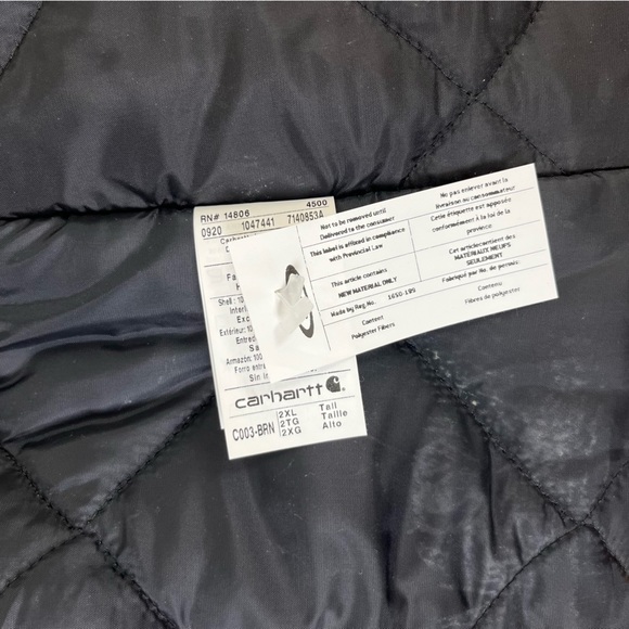 NWT Carhartt C003 Loose Fit Firm Duck Insulated Traditional Coat, Brown, 2XL - Picture 11 of 14